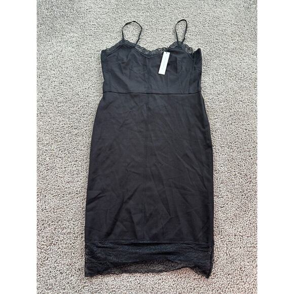 Sanctuary Dresses & Skirts - Sanctuary Dress Womens S Black Bodycon Zipper Black Lace Trim Spaghetti Strap